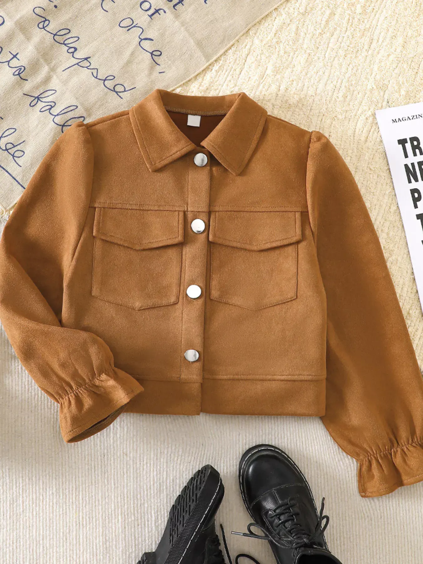 Children's Button Up Flounce Sleeve Outerwear